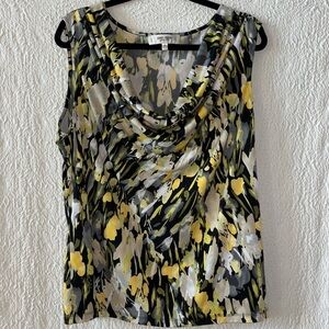 Jones Studio Separates Sleeveless Floral Print Drape Neck Blouse